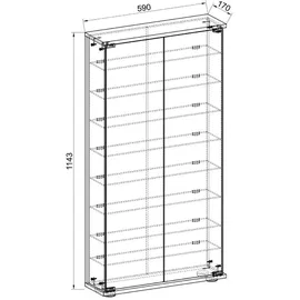 VCM VCM, Vitrine Stelas, L (59 x 17 x 114 cm,