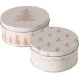 Boltze Dosen zur Aufbewahrung PLATINA Ø 14-16 cm 2-tlg. beige