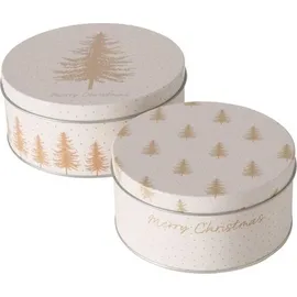 Boltze Dosen zur Aufbewahrung PLATINA Ø 14-16 cm 2-tlg. beige