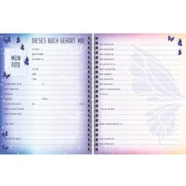 Brunnen Freundebuch Magic Butterfly ca. DIN A5 liniert, lila/roa Hardcover 80 Seiten, 1 St.
