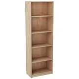 home collective Bücherregal mit 5 Ebenen Regal in matter Ausführung 58 cm breit, Standregal, mit 4 Einlegeböden, ideal für Schlafzimmer, Wohnzimmer, Flur strapazierfähige Laminatplatte, 16 mm dick, sonoma