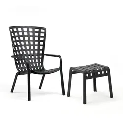 Nardi - Folio verstellbarer Outdoor-Sessel + Poggio Hocker, anthrazit