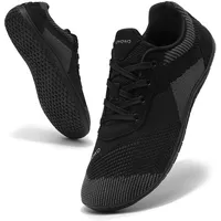 Uwowd Barfuss Schuhe Damen Breite Zehenbox Barfußschuhe Herren mit Zero-Drop-Sohle Leicht Bequem Fitnessschuhe rutschfest Atmungsaktiv Minimalschuhe für Sport Outdoor Alltag Schwarz 42 - 42 EU