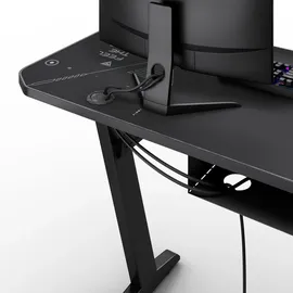SENSE7 Nomad Cybernetic Gaming Tisch 140x60, PC Tisch mit Kopfhörerhaken, Getränkehalter, Controller Halter, Gaming Computertisch mit Kohlefaseroberfläche, Ergonomischer Gaming Desk