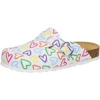 LICO Damen Bioline Clog Print Pantoletten, Weiß, 39 EU