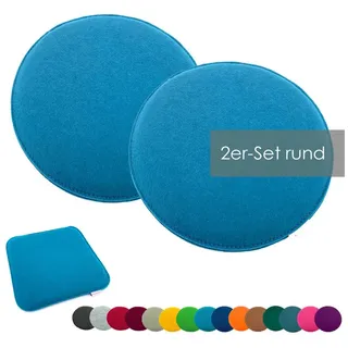 heimtexland ® 2er Pack Sitzkissen Filz Stuhlkissen Bodenkissen Polster Stuhlauflage Indoor Outdoor Kissen rund Typ631 Filzkissen Aqua 35x35 cm 2 Stück