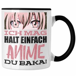 Trendation Tasse Trendation – Anime Tasse Geschenk Spruch Kaffeetasse Geschenke Deko Anme Fan Du Baka schwarz