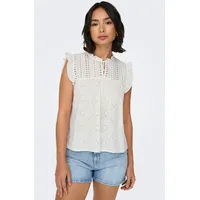 Only Blusenshirt mit Lochstickerei Weiß S