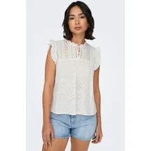 Only Blusenshirt mit Lochstickerei Weiß S