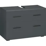 INOSIGN Waschbeckenunterschrank »Skara«, mit Klappe und Schubkasten, schwarze Griffe, Breite 80 cm, Höhe 55 cm grau