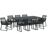 VidaXL Garten Essgruppe 9 pcs Schwarz Poly Rattan