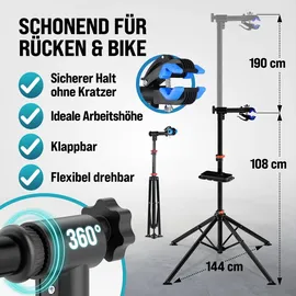 monzana Fahrradmontageständer MZH190 klappbar 108-190cm schwarz Reifenheber