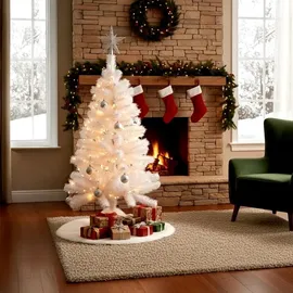 Spetebo Künstlicher Weihnachtsbaum 90 cm - weiß - mit Metallständer