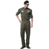 MUWO Raumfahrt Kostüm für Erwachsene MIESEPETER – Pilot Kampfjet und Astronaut – 100% Polyester, reguläre Passform, für Karneval und Volksfeste (Pilot Grün, L/XL)