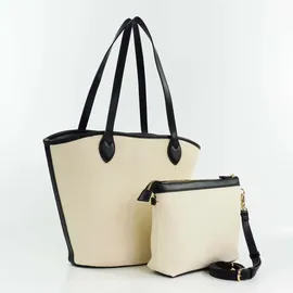 Valentino Covent Shopper Baumwolle Naturale/Nero