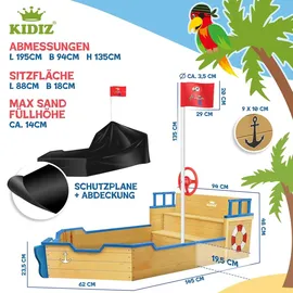 Kidiz Sandkasten Ahoi mit Abdeckung Blau