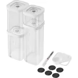 Zwilling FRESH & SAVE CUBE Set, Größe S, 6-teiliges Aufbewahrungsset inkl. 4x CUBE Vorratsboxen (S, 2x2S, 3S), Messlöffel (3 Größen), 5x NFC-Etiketten, 1x Kreidestift
