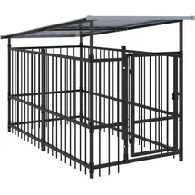 vidaXL Outdoor-Hundezwinger mit Dach 1,88 m2 Stahl Schwarz