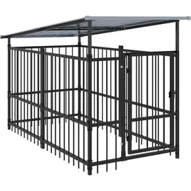 vidaXL Outdoor-Hundezwinger mit Dach 1,88 m2 Stahl Schwarz