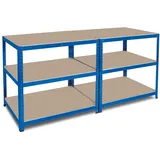BRB-Lagertechnik Arbeitstisch Stahl 900x1800x600 mm blau 2 Ablageebenen
