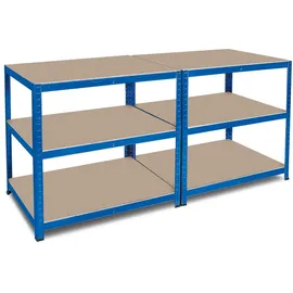 BRB-Lagertechnik Arbeitstisch Stahl 900x1800x600 mm blau 2 Ablageebenen
