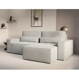 moeblo Eckcouch Cord 2-Sitzer Grau