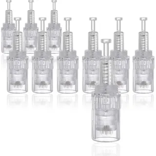Snadi - Packung mit 10 Dermapen-Kartuschen mit 12 Nadeln | Kompatibles Screw modell | Chirurgischer Stahl | Verbessert Narben, Flecken | Nährstoffaufnahme | Haar-/Hautbehandlung