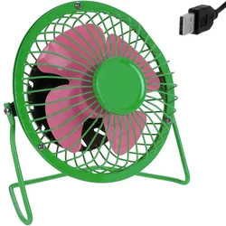 USB Ventilator aus Metall - grün/rosa - Ø 13,5cm