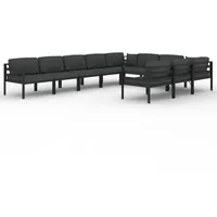 vidaXL Garten-Lounge-Set 10-tlg. Aluminium grau