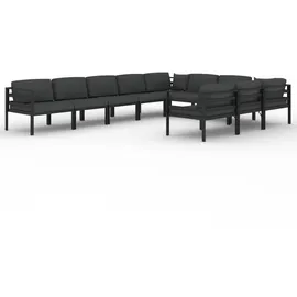 vidaXL Garten-Lounge-Set 10-tlg. Aluminium grau