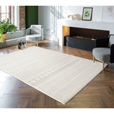 the carpet Lima nachhaltiger und umweltbewusster Designer Teppich, weich & pflegeleicht, 3D-Effekt, waschbar, Flor aus 100% recyceltem Polyester, Creme, 80 x 150 cm