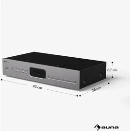 Auna Art22 CD Player HiFi Mit Slot-In Laufwerk, USB-Eingang, CD-MP3 Wiedergabe, Fernbedienung, Optische & Koaxiale Ausgänge – 130 W – Silber