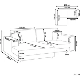 Beliani Ecksofa 3-Sitzer LOFOTEN Stoff Hellrot Rechtsseitig