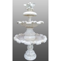 Casa Padrino Barock Gartenbrunnen/Springbrunnen mit Tauben Weiß Ø 100 x H. 210 cm - Gartendeko Accessoires