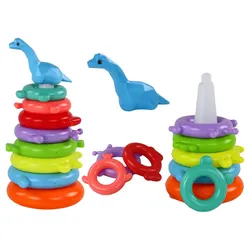 LEAN Toys Lernspielzeug Giraffe Puzzle Kreise Bunt Ringe Pyramide Kreativität Spielzeug