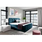 Polsterbett CELESTE – 180x200, Blau + GRATIS Topper - Blau