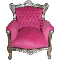 Casa Padrino Barock Kinder Sessel / Thron Rosa/Silber