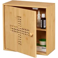 Relaxdays Medizinschrank, Bambus, Medikamentenschränkchen zum Hinstellen, HxBxT: 28 x