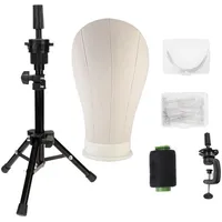 Perückenkopf 23"(58cm) Perücke kopf mit Perückenständer,Perücke machen Mannequin Kopf mit übungskopf ständer,T-Stifte und Tischklammer