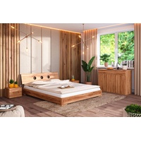 Natur24 Einzelbett Bett Bento 13 Sonderlänge 90x220 Kernbuche Holzkopfteil und Holzbeine braun