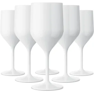 TUNDRA - 6er Set Kunststoff Weingläser, Plastik Sektgläser | CROISIERE 25 cl. | Camping Weingläser aus SAN (Hartplastik), Unzerbrechlich, Spülmaschinenfest, BPA-Frei - Camping, Boot (Weiß)