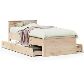 vidaXL Massivholzbett 90 x 200 cm Beige