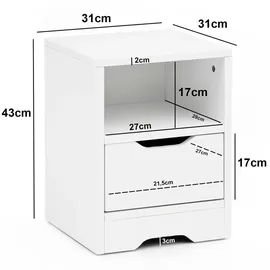 Wohnling Nachtschrank WL5.700 31 x 43 x 31 cm Weiß