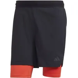 ADIDAS Herren Shorts Power Workout Two-in-One, BLACK/BRIRED/BLACK, L