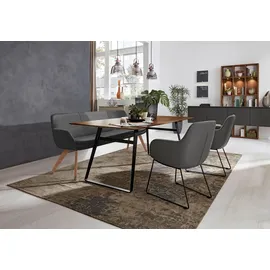 Musterring Essbank MUSTERRING "Tavia", grau (dunkelgrau, wildeiche), B:180cm H:87cm T:66cm, Sitzbänke, Essbank, Stativgestell Wildeiche massiv geölt, Breite 180, 200 oder 220 cm, Topseller