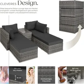 Tectake San Domino Aluminium Rattan Lounge hellgrau/dunkelgrau