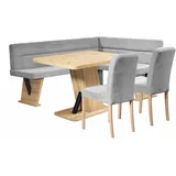 Home Affaire Eckbankgruppe HOME AFFAIRE "Laros Sitzgruppe, Eckbank, Stühle, Tisch", grau (grau, grau, natur), B:182cm H:87,5cm T:141cm, FSC-zertifizierter Holzwerkstoff, FSC-zertifiziertes Massivholz, Polyester, Sitzmöbel-Sets, Eckbankgruppe, perfekt für Küche,