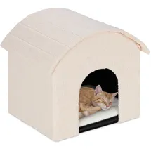 Relaxdays Katzenhöhle, faltbar, flauschig, Katzen Schlafplatz mit Kratzfläche, HBT: 44 x 48 x 41 cm, Katzenhaus,