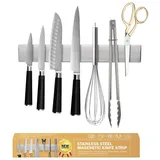 30cm(12inch) Magnetischer Magnetleiste Messer Ninonly Magnetleiste Selbstklebend für Wand Extra Starker Magnet Messerleiste Magnetisch Edelstahl ohne Bohren Wandmontage für Küche,Büro, Werkstatt