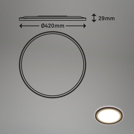 Briloner Leuchten - LED Deckenlampe mit Backlighteffekt, Slim LED Deckenleuchte CCT, Ultra Flach, Dimmbar, Fernbedienung, Ø420 mm, Braun-Gold